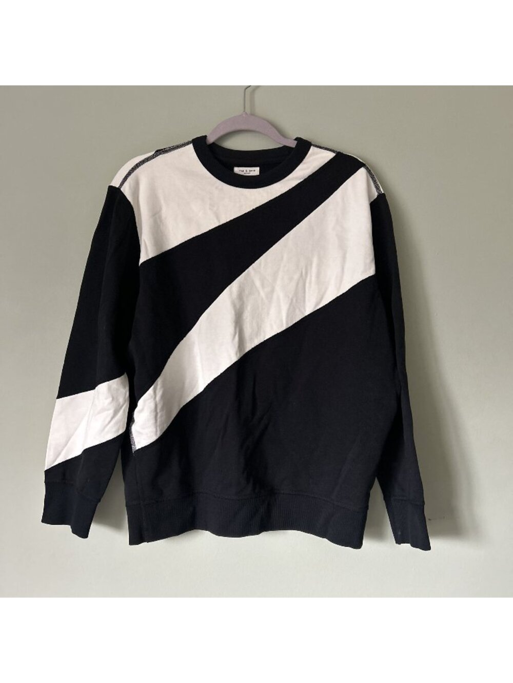 Rag & Bone Abstract Zebra Black White Cotton Sweatshirt Women's Size Small S